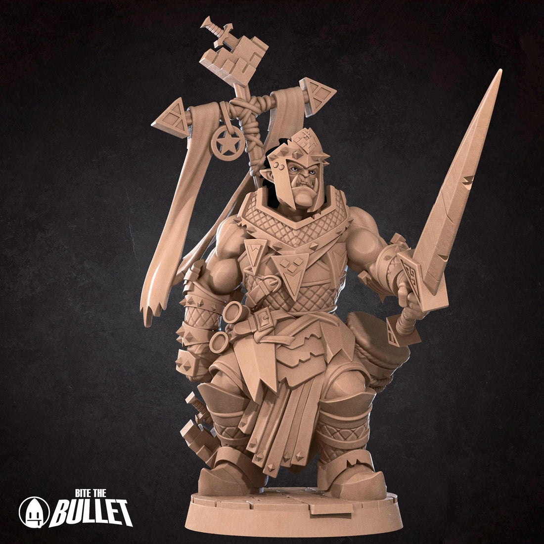 Half-Orc Warpriest Miniature | Tabletop RPG Miniature | Bite the Bullet | Roleplaying 3D Printed Fantasy Mini - 3DPrintDen