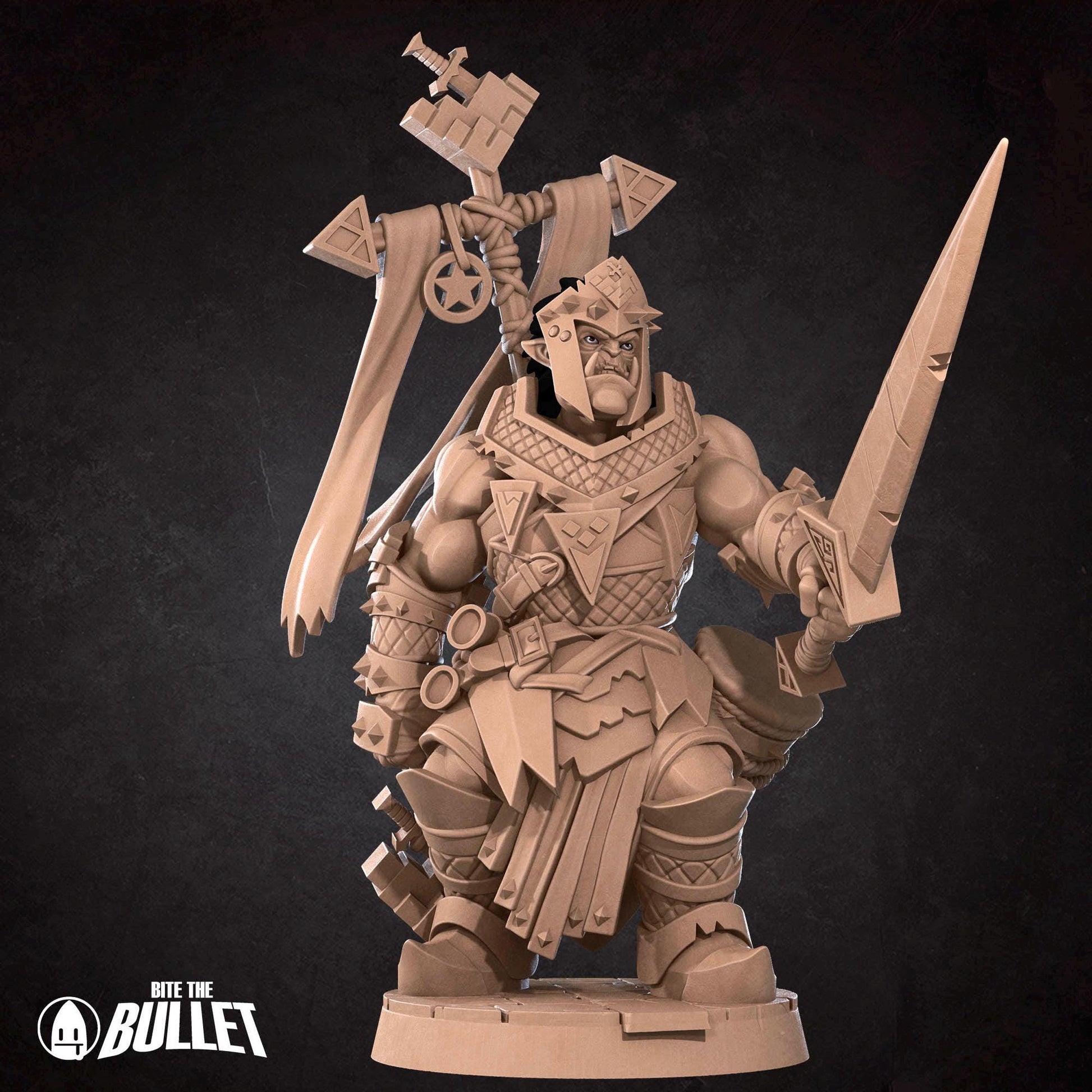Half-Orc Warpriest Miniature | Tabletop RPG Miniature | Bite the Bullet | Roleplaying 3D Printed Fantasy Mini - 3DPrintDen