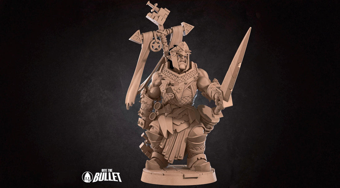 Half-Orc Warpriest Miniature | Tabletop RPG Miniature | Bite the Bullet | Roleplaying 3D Printed Fantasy Mini - 3DPrintDen