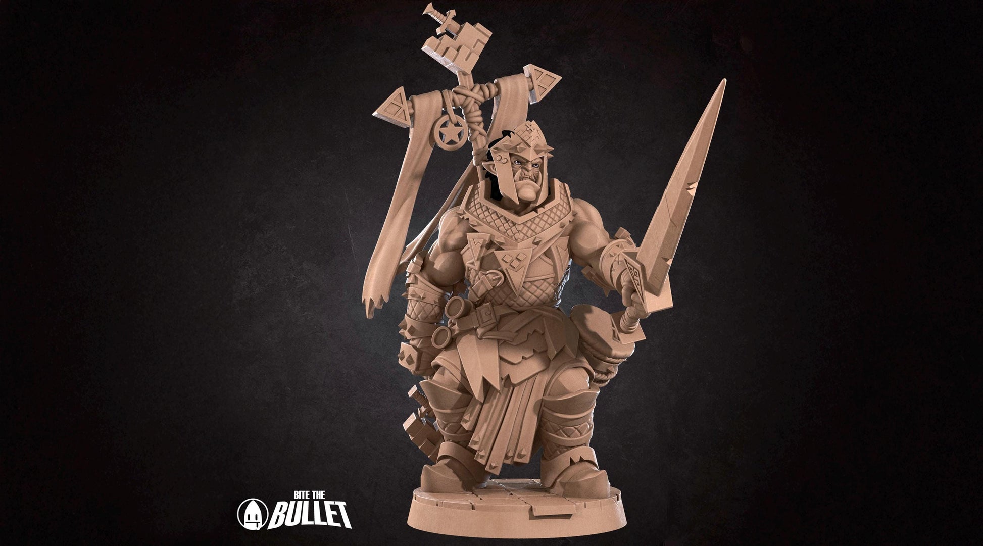 Half-Orc Warpriest Miniature | Tabletop RPG Miniature | Bite the Bullet | Roleplaying 3D Printed Fantasy Mini - 3DPrintDen