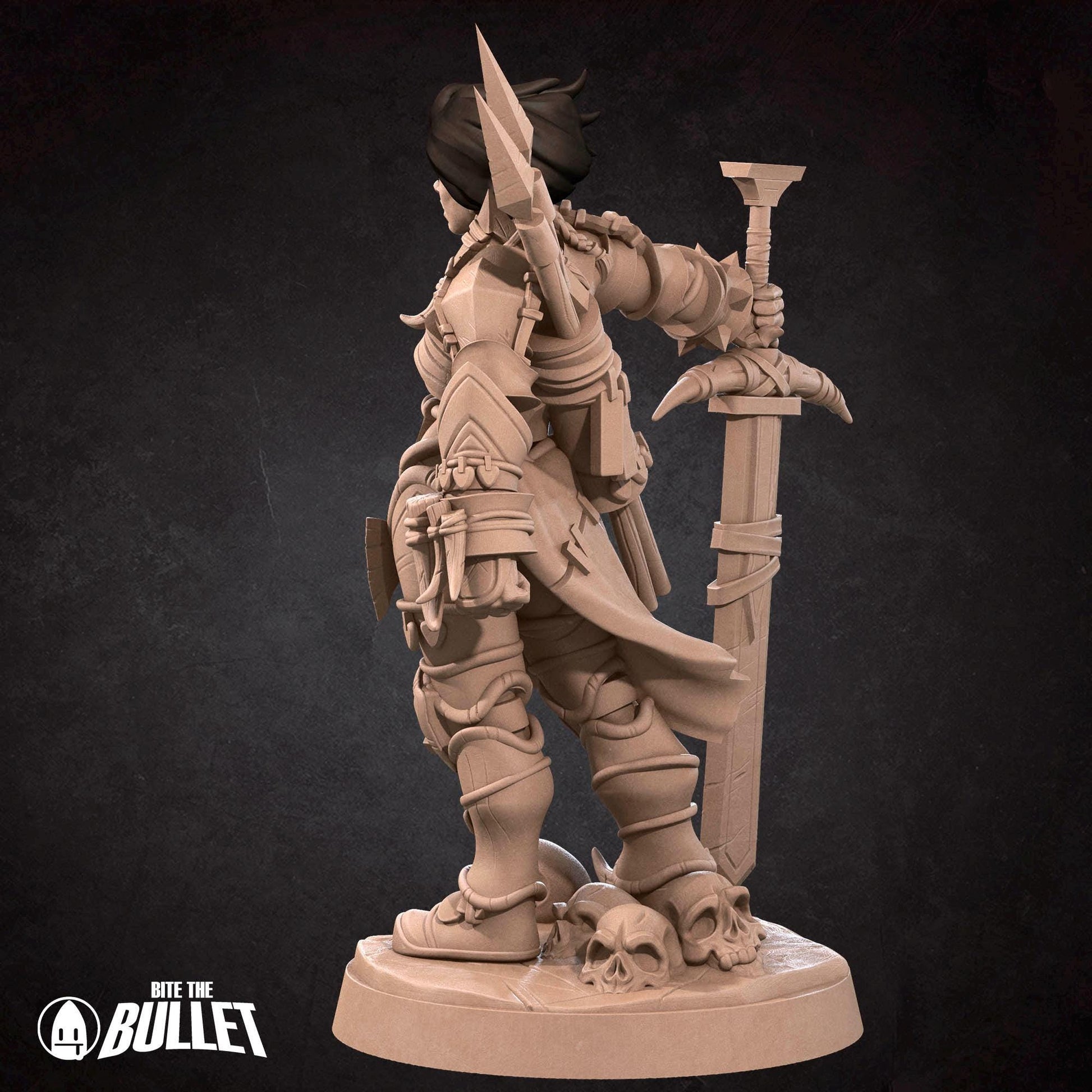 Female Barbarian Miniature | Tabletop RPG Miniature | Bite the Bullet | Roleplaying 3D Printed Fantasy Mini - 3DPrintDen