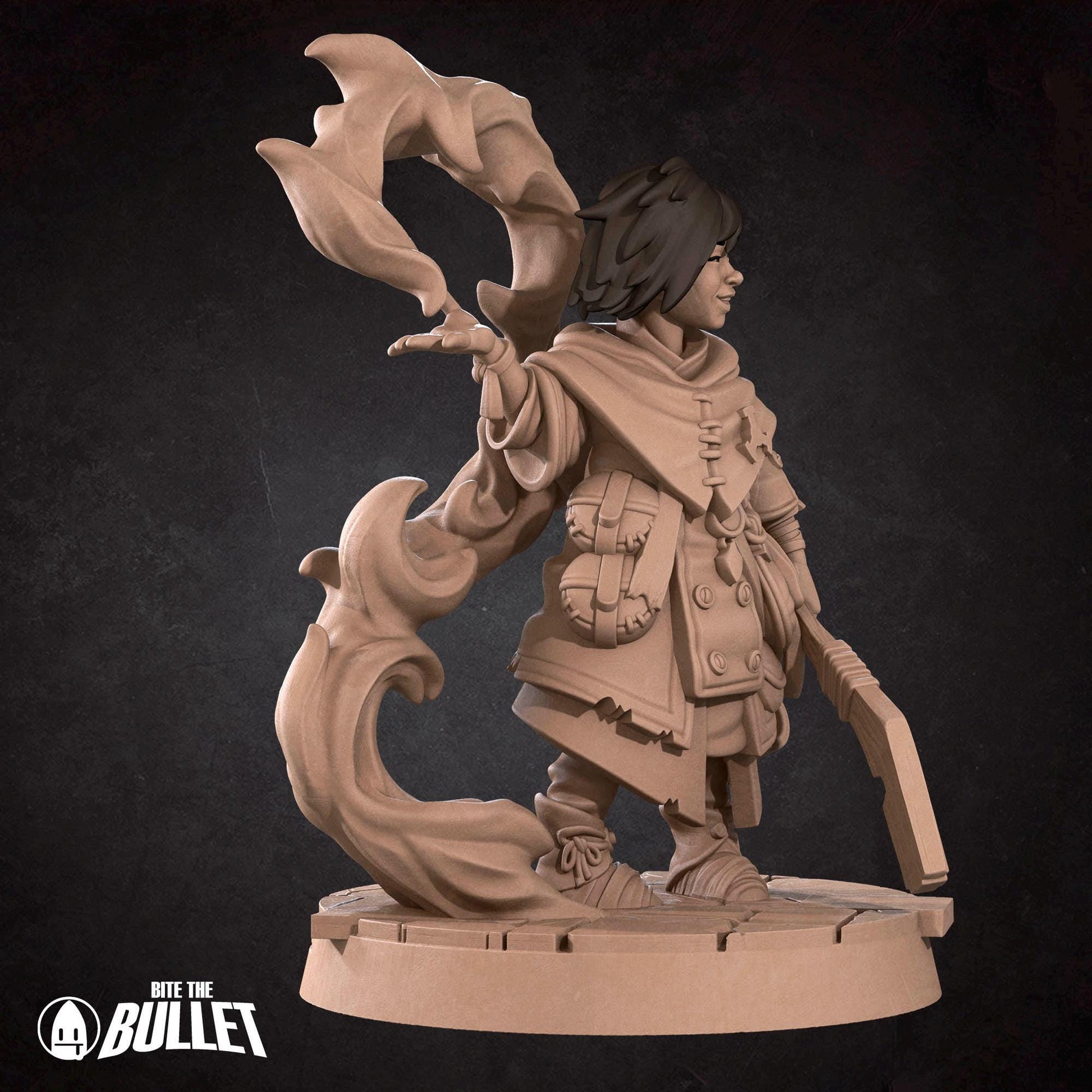Female Kineticist Miniature | Tabletop RPG Miniature | Bite the Bullet | Roleplaying 3D Printed Fantasy Mini - 3DPrintDen