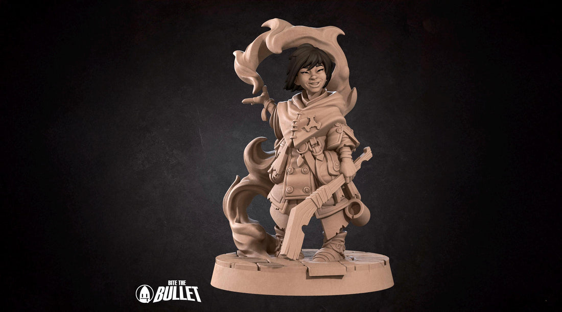 Female Kineticist Miniature | Tabletop RPG Miniature | Bite the Bullet | Roleplaying 3D Printed Fantasy Mini - 3DPrintDen
