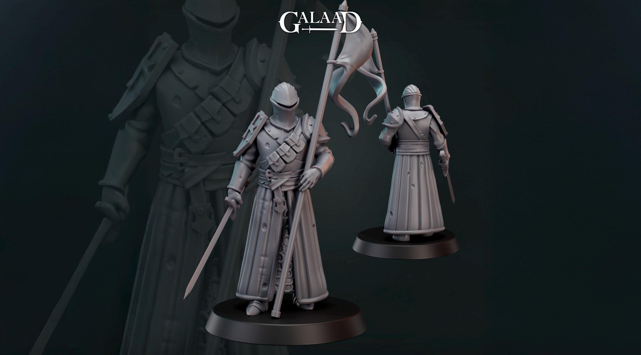 Knight Miniature | Tabletop RPG Miniature | Galaad Miniatures | Roleplaying 3D Printed Fantasy Mini - 3DPrintDen
