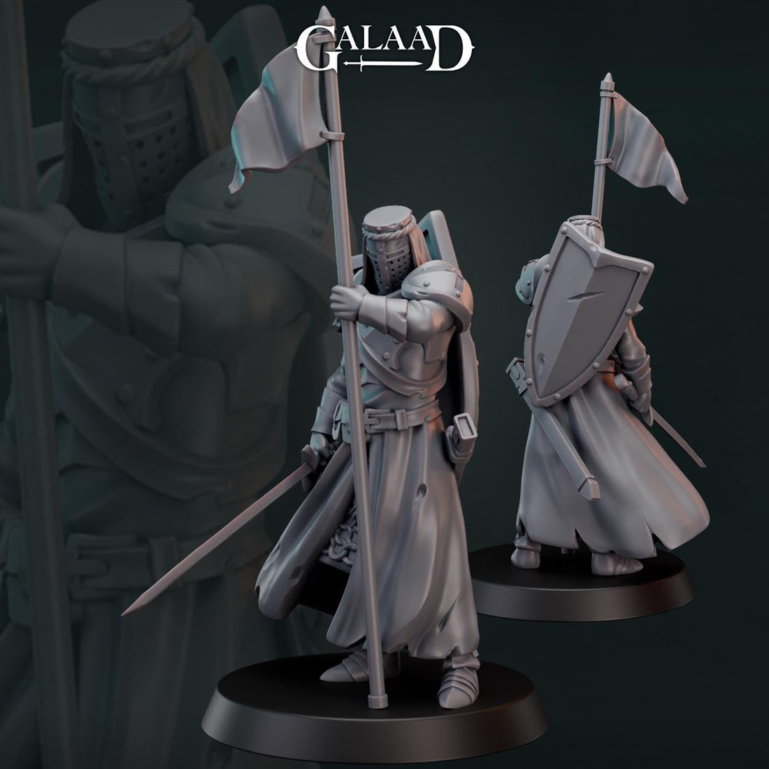 Knight Templar Miniature | Tabletop RPG Miniature | Galaad Miniatures | Roleplaying 3D Printed Fantasy Mini - 3DPrintDen