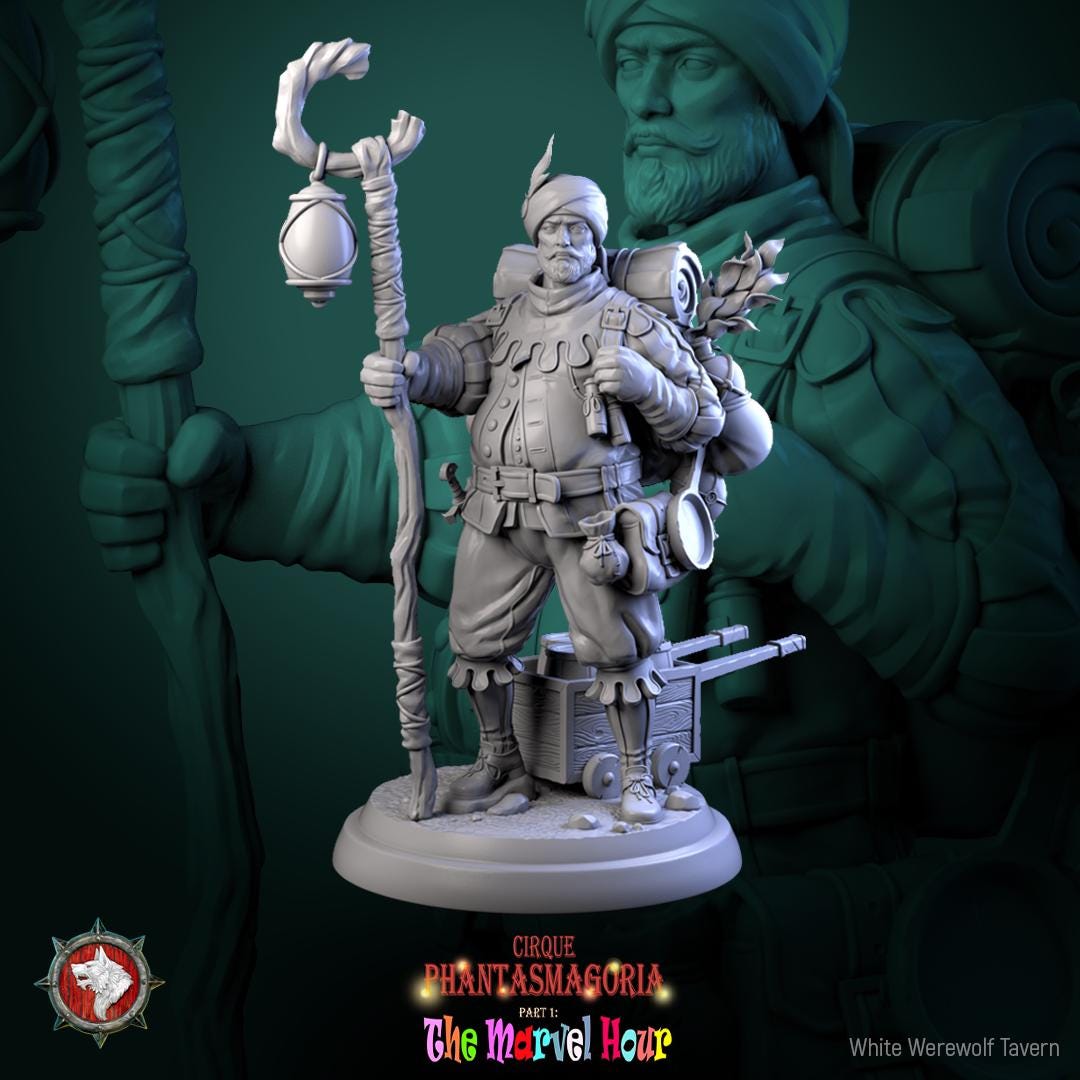 Merchant Miniature, Clatterjack | Tabletop RPG Miniature | White Werewolf Tavern | Roleplaying 3D Printed Fantasy Mini - 3DPrintDen