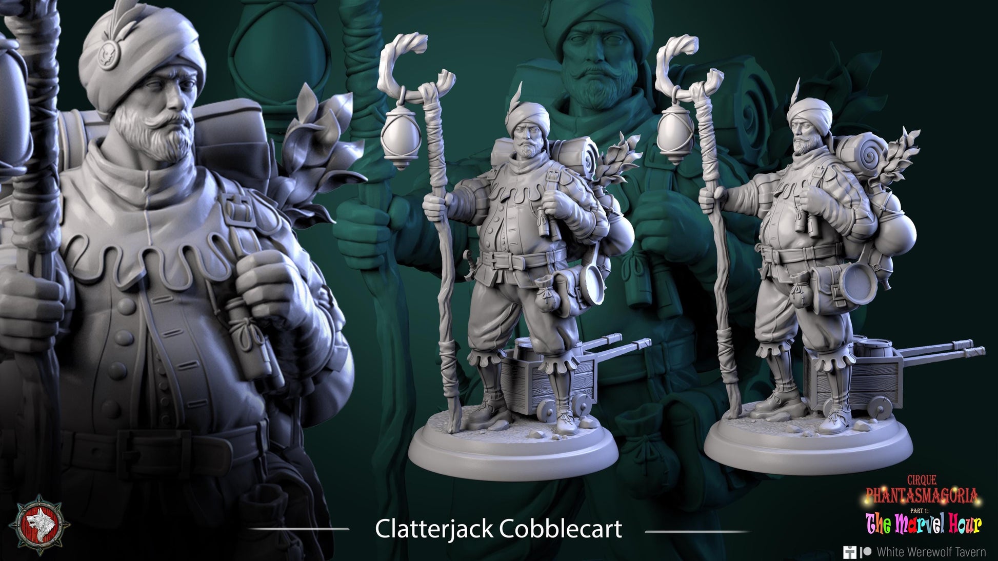 Merchant Miniature, Clatterjack | Tabletop RPG Miniature | White Werewolf Tavern | Roleplaying 3D Printed Fantasy Mini - 3DPrintDen