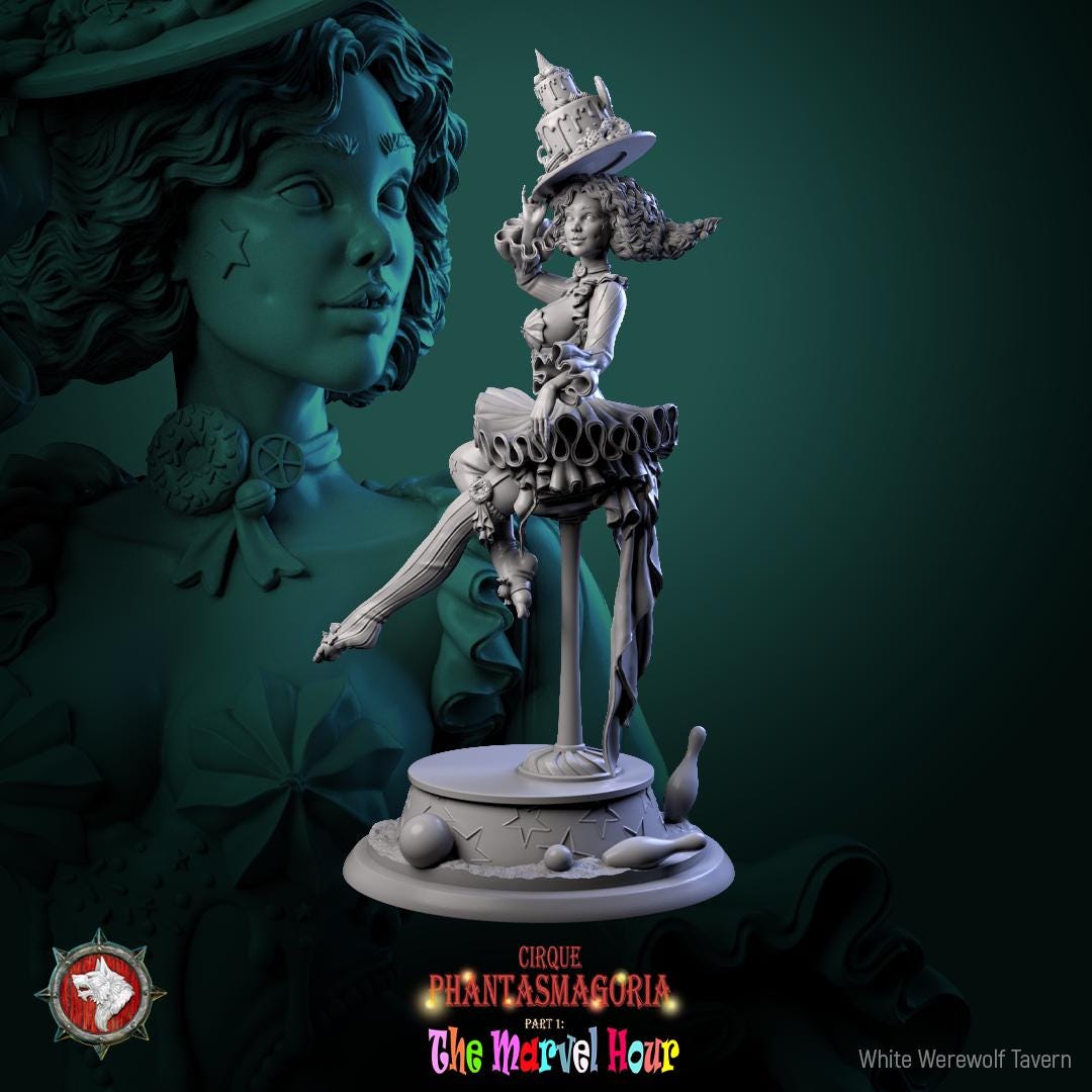 Circus Performer Miniature, Madame Pachadora | Tabletop RPG Miniature | White Werewolf Tavern | Roleplaying 3D Printed Fantasy Mini - 3DPrintDen