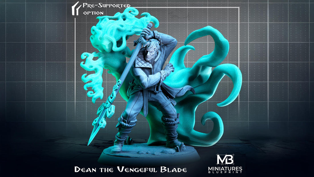 Dean the Vengeful Blade Miniature | Tabletop RPG Miniature | Miniatures Blueprint | Roleplaying 3D Printed Fantasy Mini - 3DPrintDen