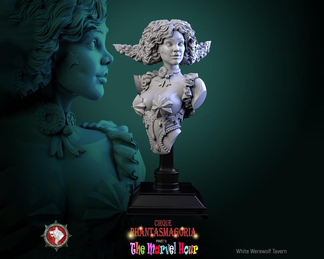 Circus Performer Bust, Madame Pachadora | Tabletop RPG Miniature | White Werewolf Tavern | Roleplaying 3D Printed Fantasy Mini - 3DPrintDen