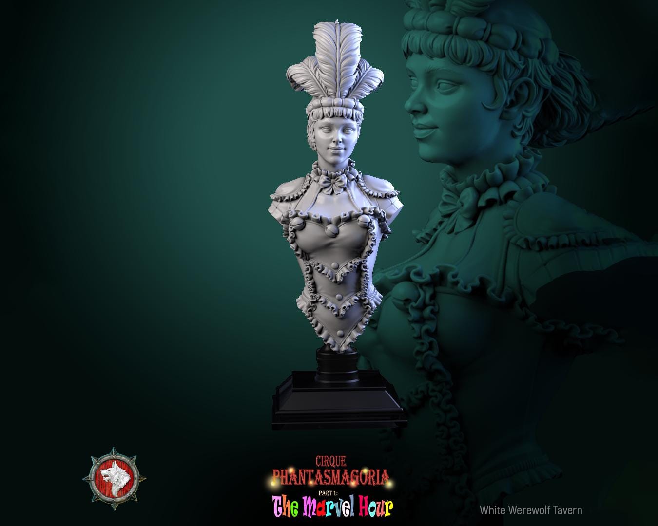 Female Circus Performer Bust | Tabletop RPG Miniature | White Werewolf Tavern | Roleplaying 3D Printed Fantasy Mini - 3DPrintDen