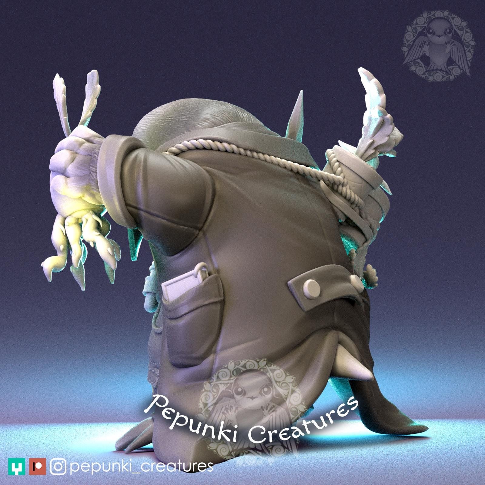 Mole Scientist Farmer Miniature | Tabletop RPG Miniature | Pepunki Creatures | Roleplaying 3D Printed Fantasy Mini - 3DPrintDen