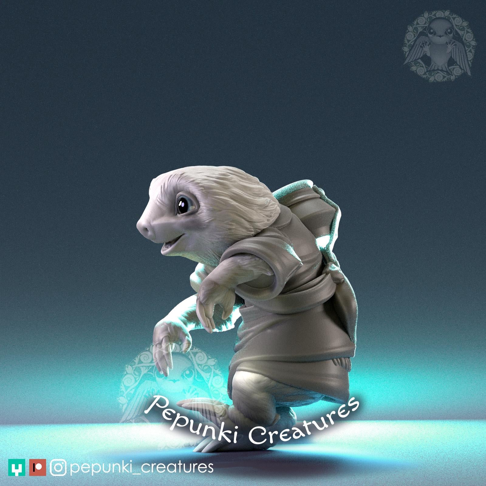 Sloth Baby Miniature | Tabletop RPG Miniature | Pepunki Creatures | Roleplaying 3D Printed Fantasy Mini - 3DPrintDen