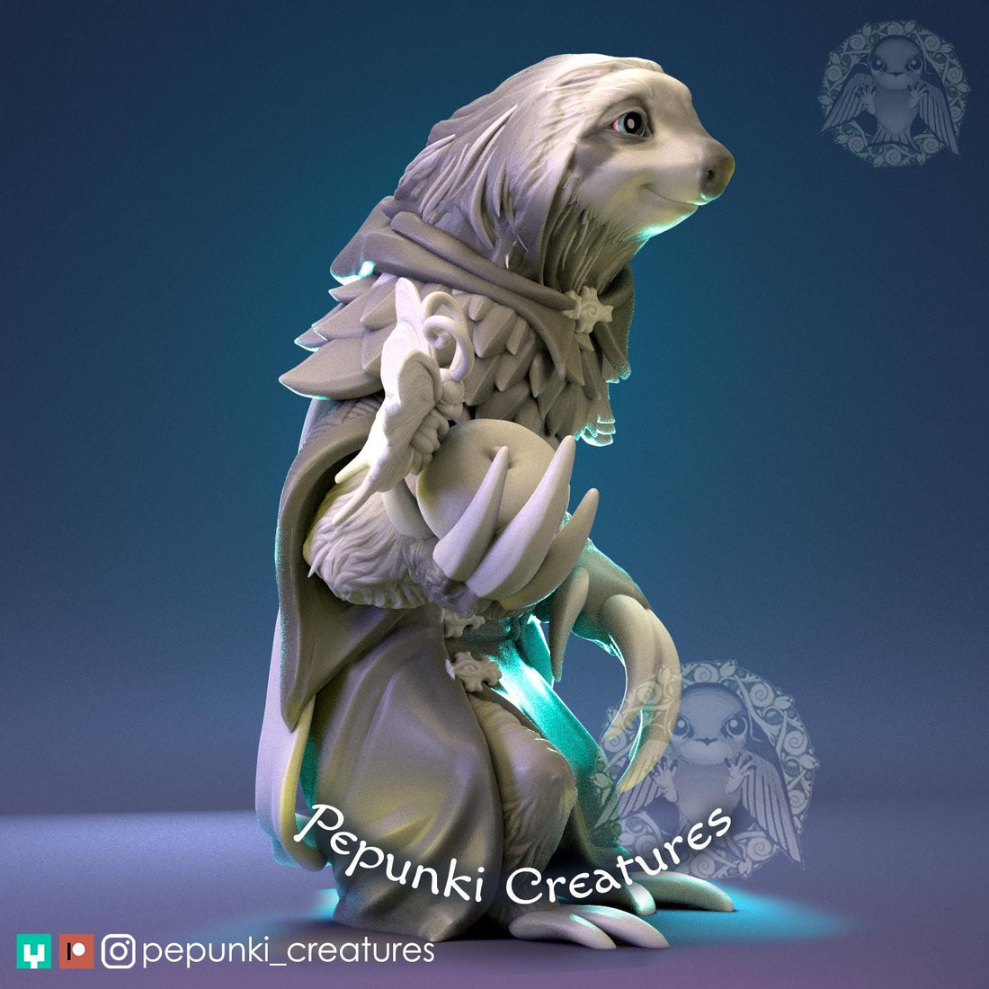 Sloth Dad Miniature | Tabletop RPG Miniature | Pepunki Creatures | Roleplaying 3D Printed Fantasy Mini - 3DPrintDen