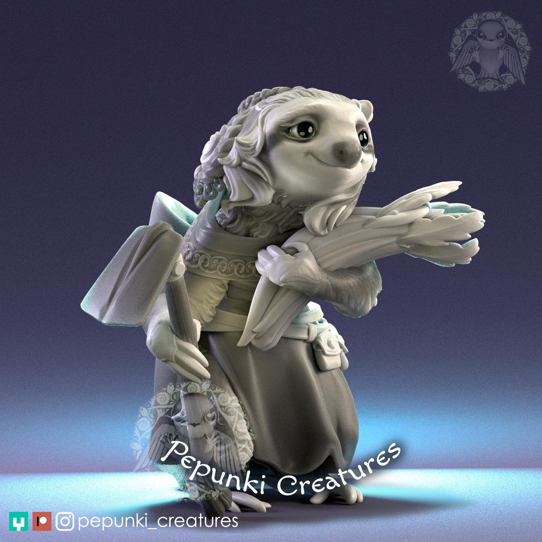 Sloth Mom Miniature | Tabletop RPG Miniature | Pepunki Creatures | Roleplaying 3D Printed Fantasy Mini - 3DPrintDen