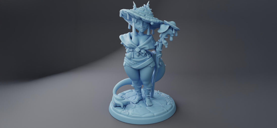 Female Spore Druid Miniature, Coprini | Twin Goddess Miniatures | Tabletop RPG Miniature | Roleplaying 3D Printed Fantasy Mini - 3DPrintDen