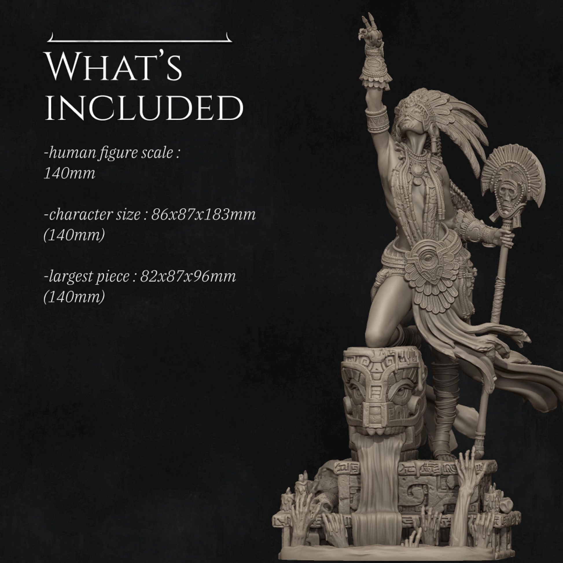 Priestess of Death Miniature, Necalin | Tabletop RPG Miniature | Nerikson | Roleplaying 3D Printed Fantasy Mini - 3DPrintDen