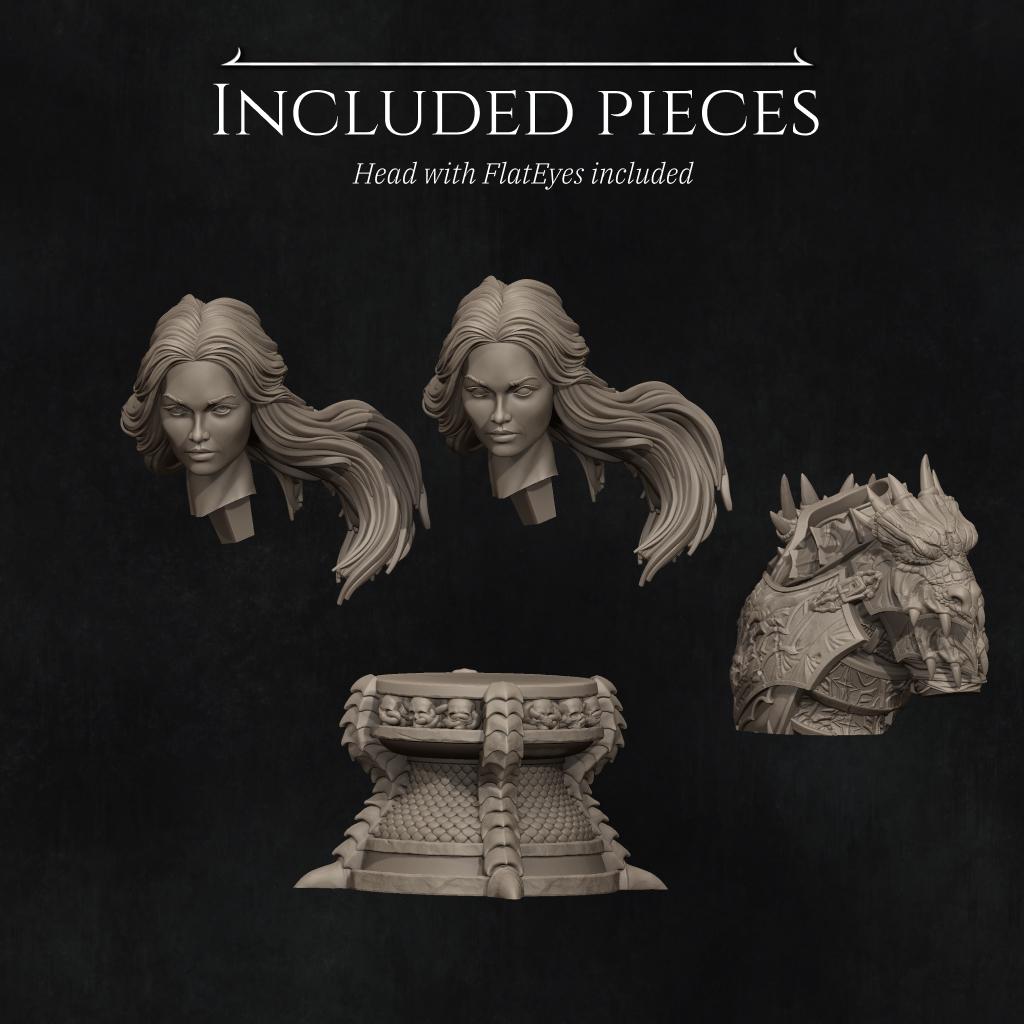 Female Dragon Knight Bust, Aleehra | Tabletop RPG Miniature | Nerikson | Roleplaying 3D Printed Fantasy Mini - 3DPrintDen