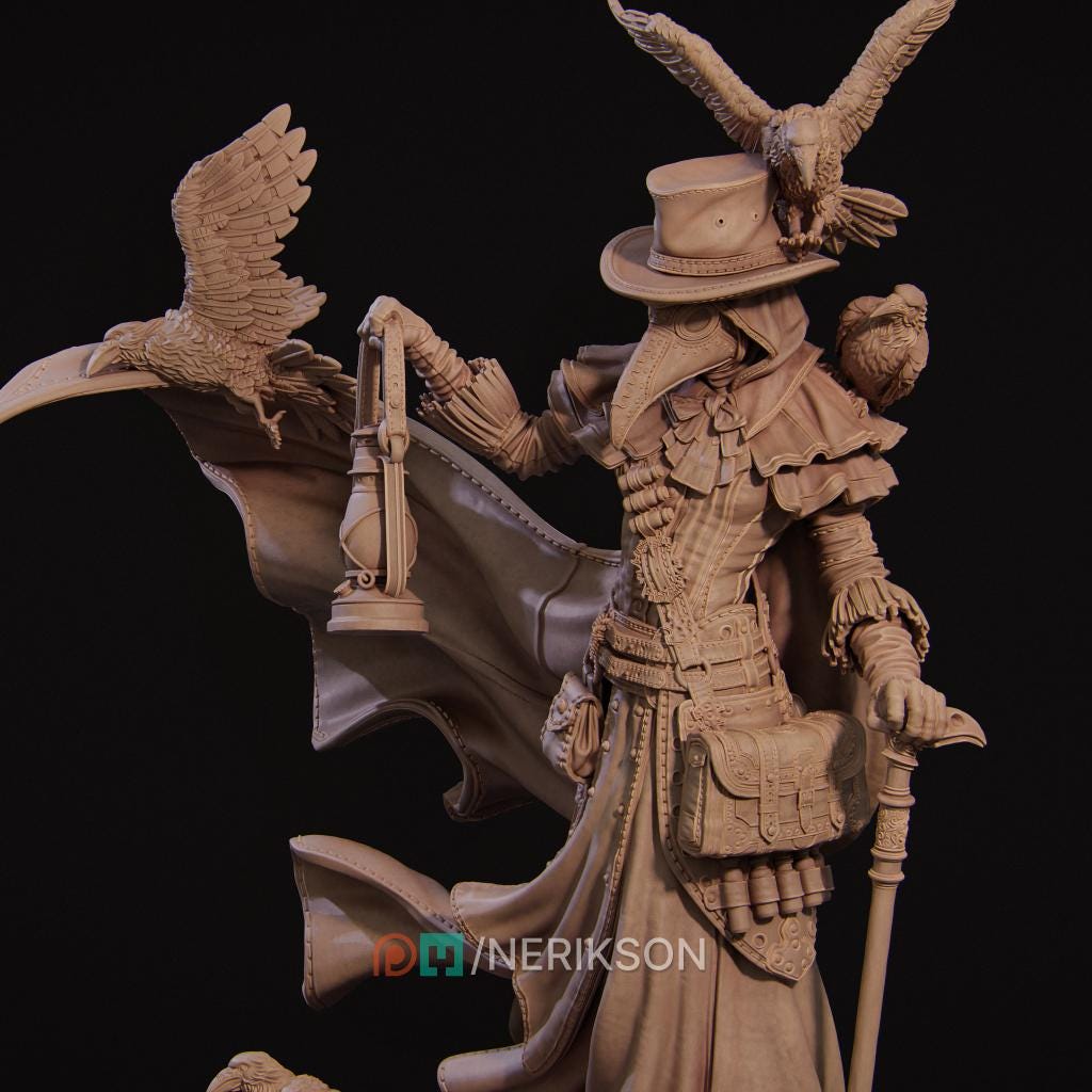 Plague Doctor Miniature | Tabletop RPG Miniature | Nerikson | Roleplaying 3D Printed Fantasy Mini - 3DPrintDen