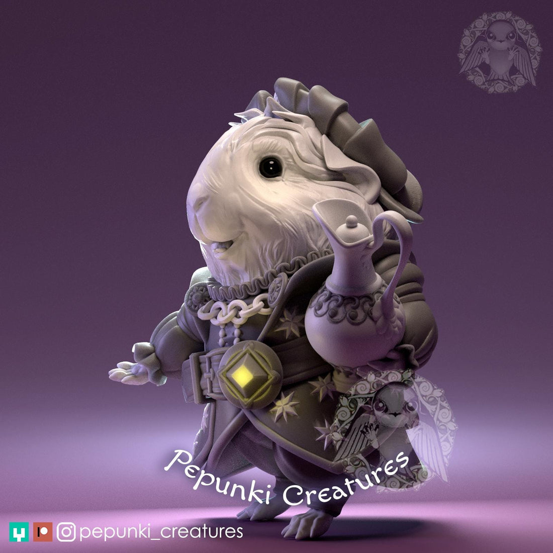 Guinea Pig Merchant Miniature | Tabletop RPG Miniature | Pepunki Creatures | Roleplaying 3D Printed Fantasy Mini - 3DPrintDen
