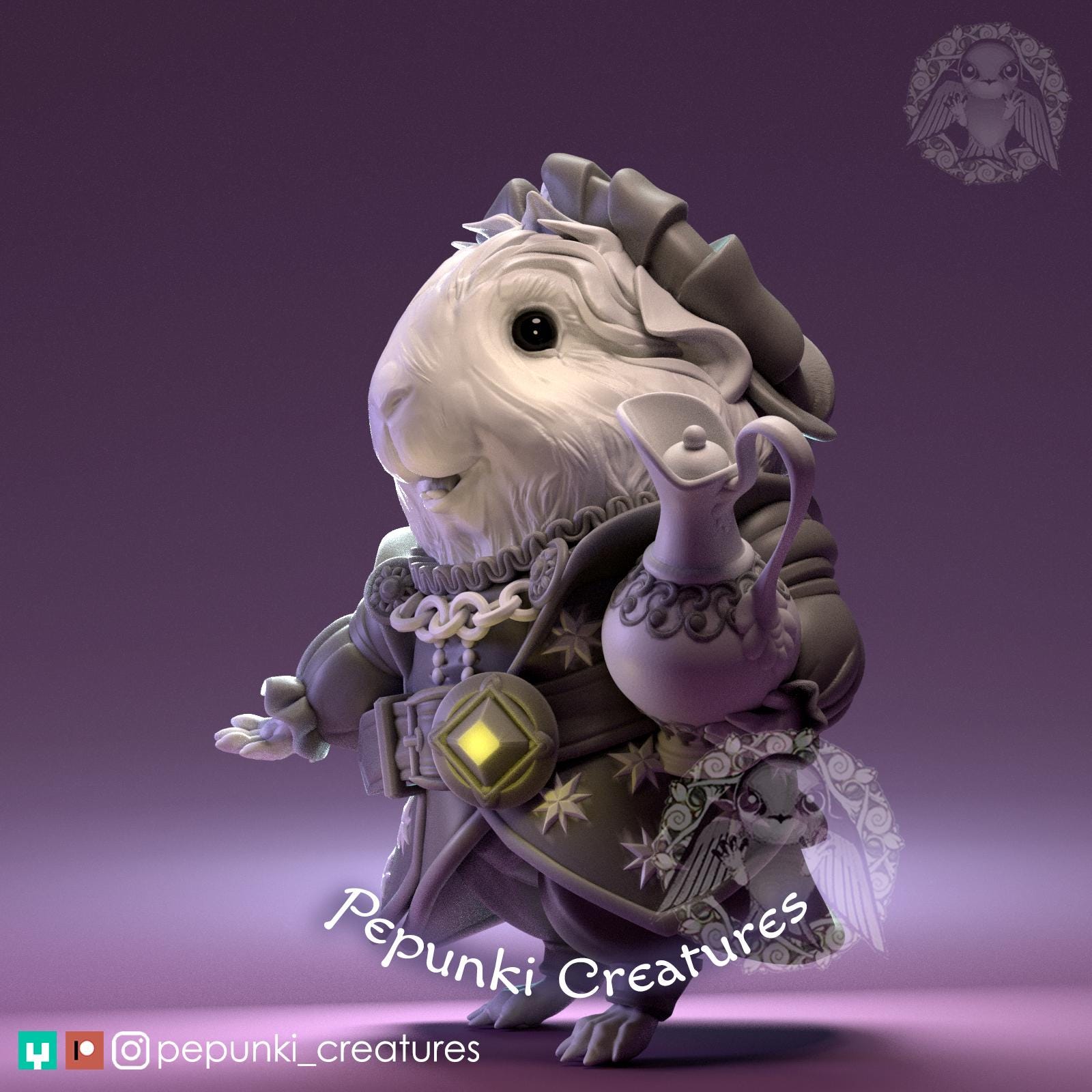 Guinea Pig Merchant Miniature | Tabletop RPG Miniature | Pepunki Creatures | Roleplaying 3D Printed Fantasy Mini - 3DPrintDen