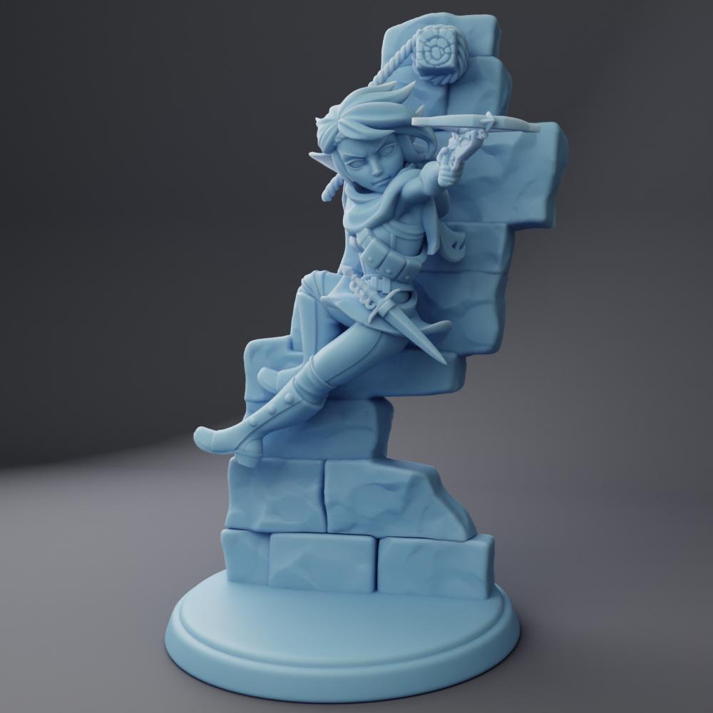 Female Elf Rogue Miniature, Kara | Twin Goddess Miniatures | Tabletop RPG Miniature | Roleplaying 3D Printed Fantasy Mini - 3DPrintDen