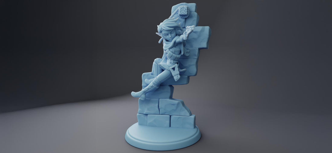 Female Elf Rogue Miniature, Kara | Twin Goddess Miniatures | Tabletop RPG Miniature | Roleplaying 3D Printed Fantasy Mini - 3DPrintDen