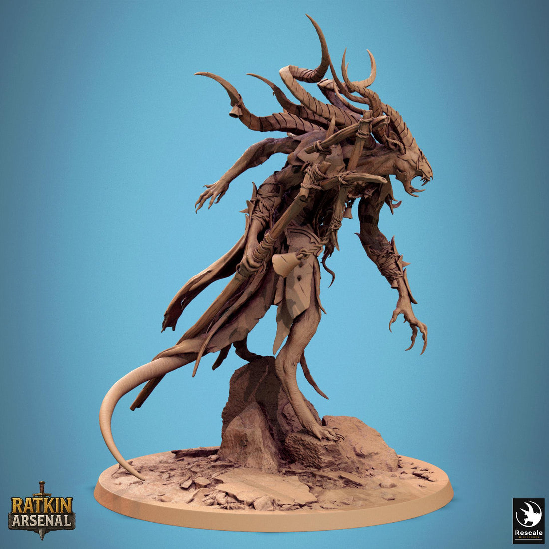 Rat Demon Muckpriest Miniature | Tabletop RPG Miniature | Rescale Miniature | Roleplaying 3D Printed Fantasy Mini - 3DPrintDen