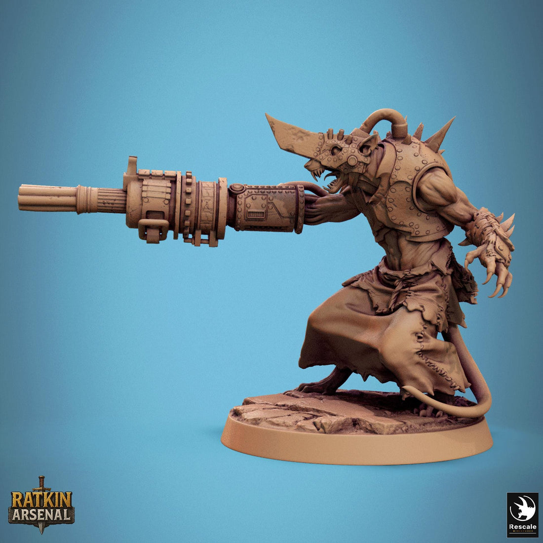 Ratfolk Gunner Miniature | Tabletop RPG Miniature | Rescale Miniature | Roleplaying 3D Printed Fantasy Mini - 3DPrintDen