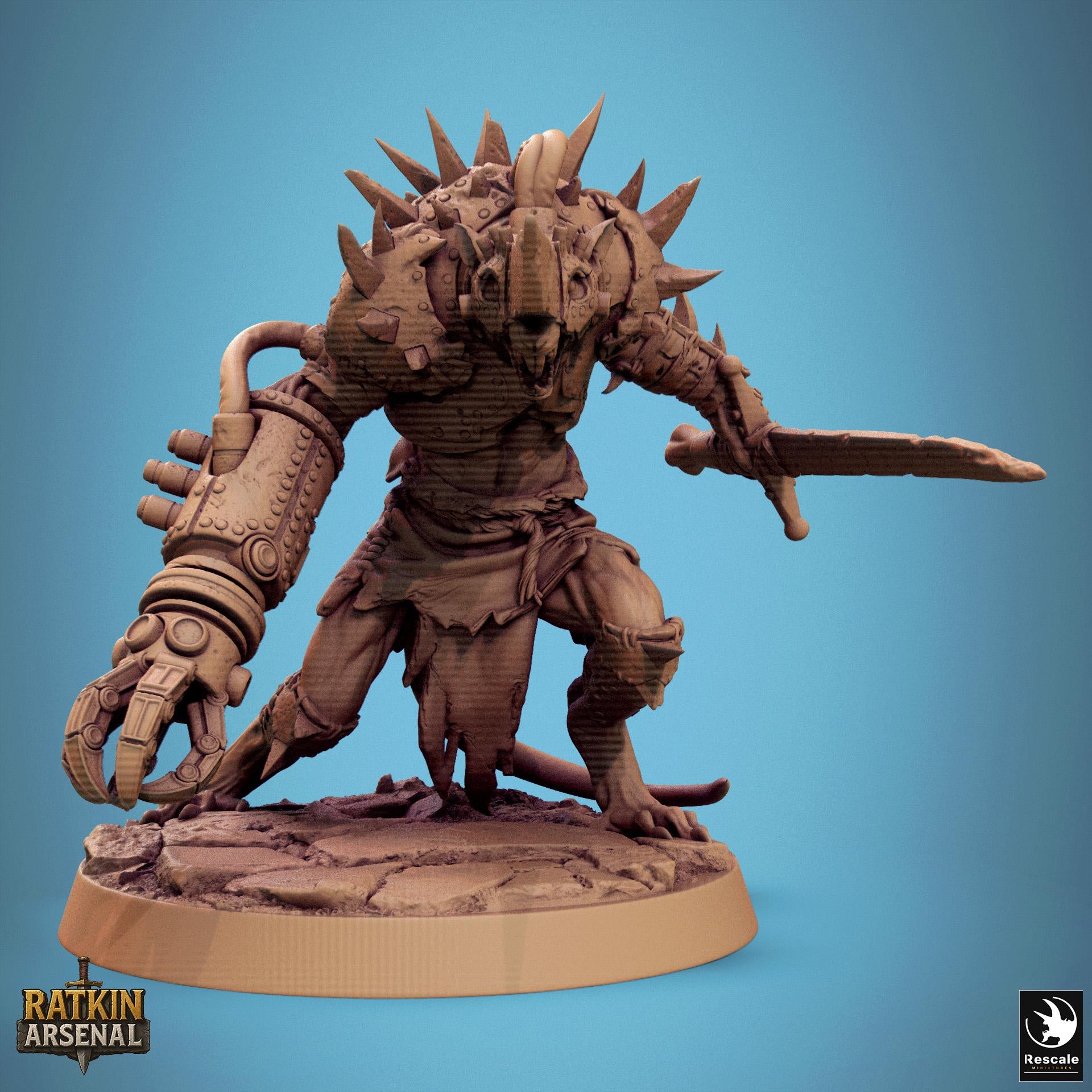 Ratfolk Gunner Miniature | Tabletop RPG Miniature | Rescale Miniature | Roleplaying 3D Printed Fantasy Mini - 3DPrintDen