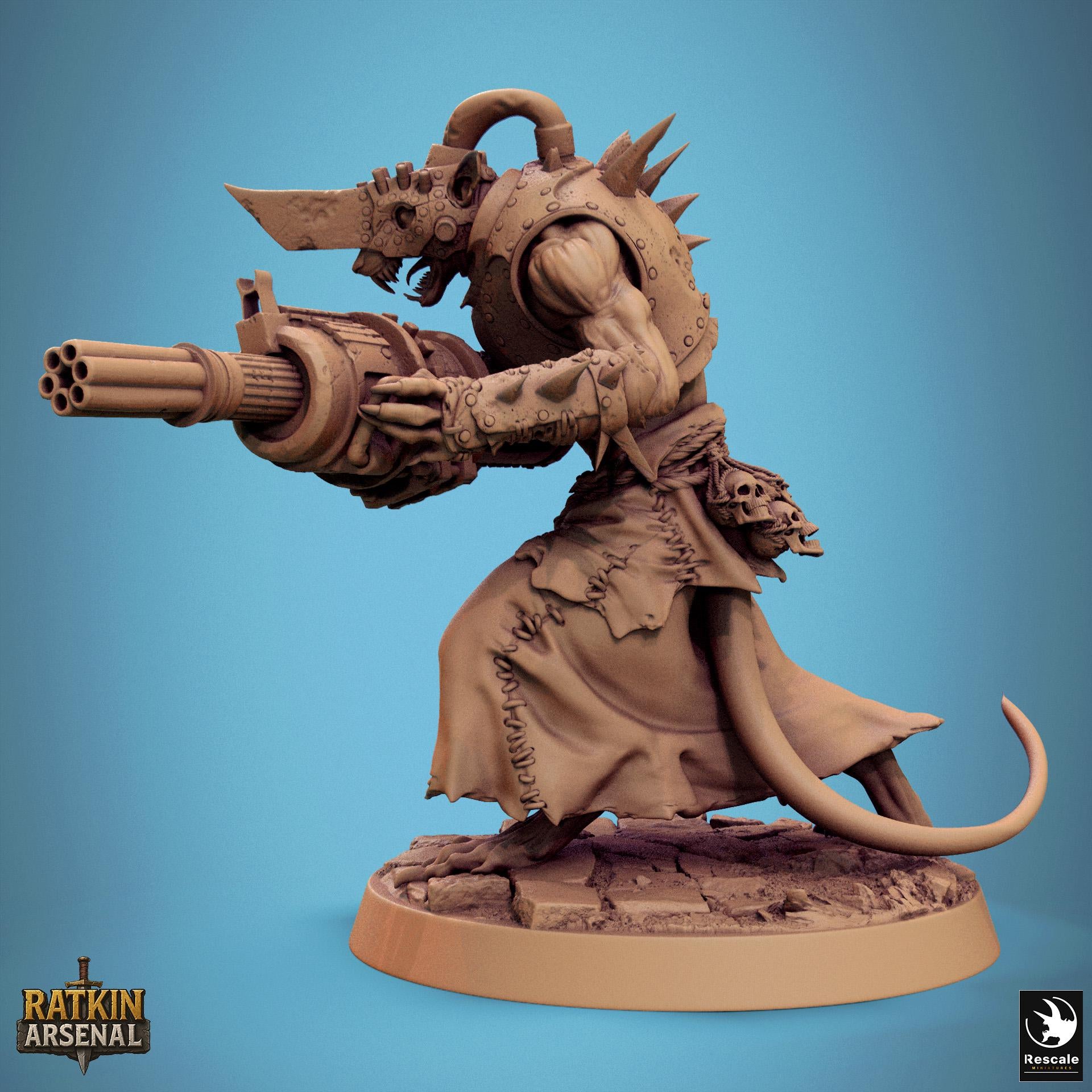 Ratfolk Gunner Miniature | Tabletop RPG Miniature | Rescale Miniature | Roleplaying 3D Printed Fantasy Mini - 3DPrintDen