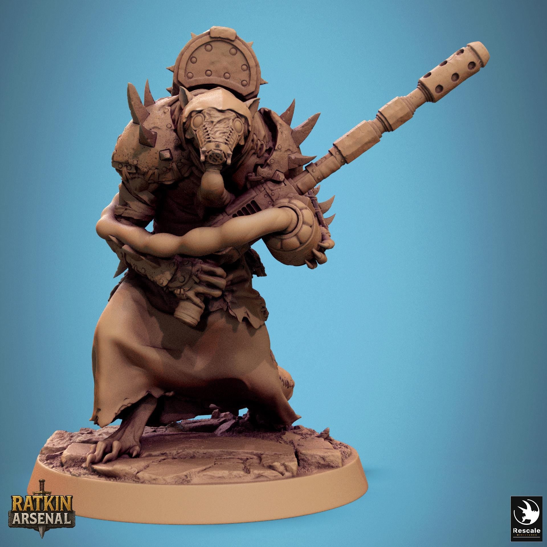 Ratfolk Poison Miniature | Tabletop RPG Miniature | Rescale Miniature | Roleplaying 3D Printed Fantasy Mini - 3DPrintDen