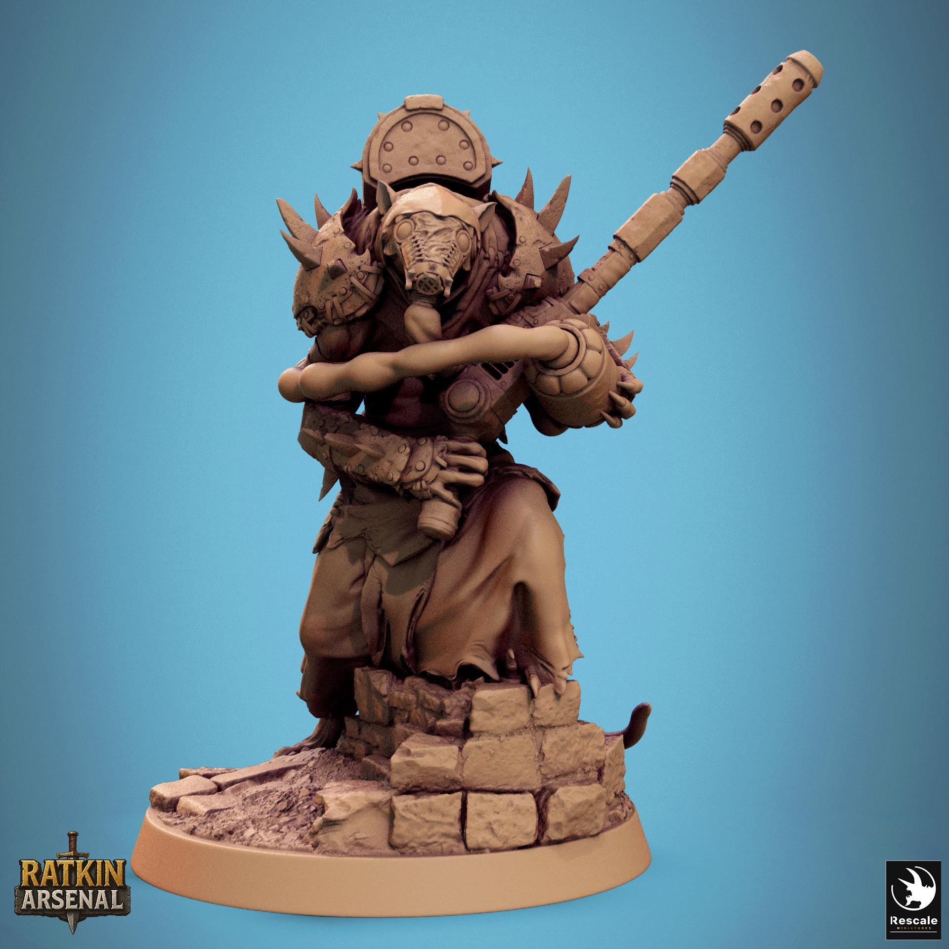 Ratfolk Poison Miniature | Tabletop RPG Miniature | Rescale Miniature | Roleplaying 3D Printed Fantasy Mini - 3DPrintDen
