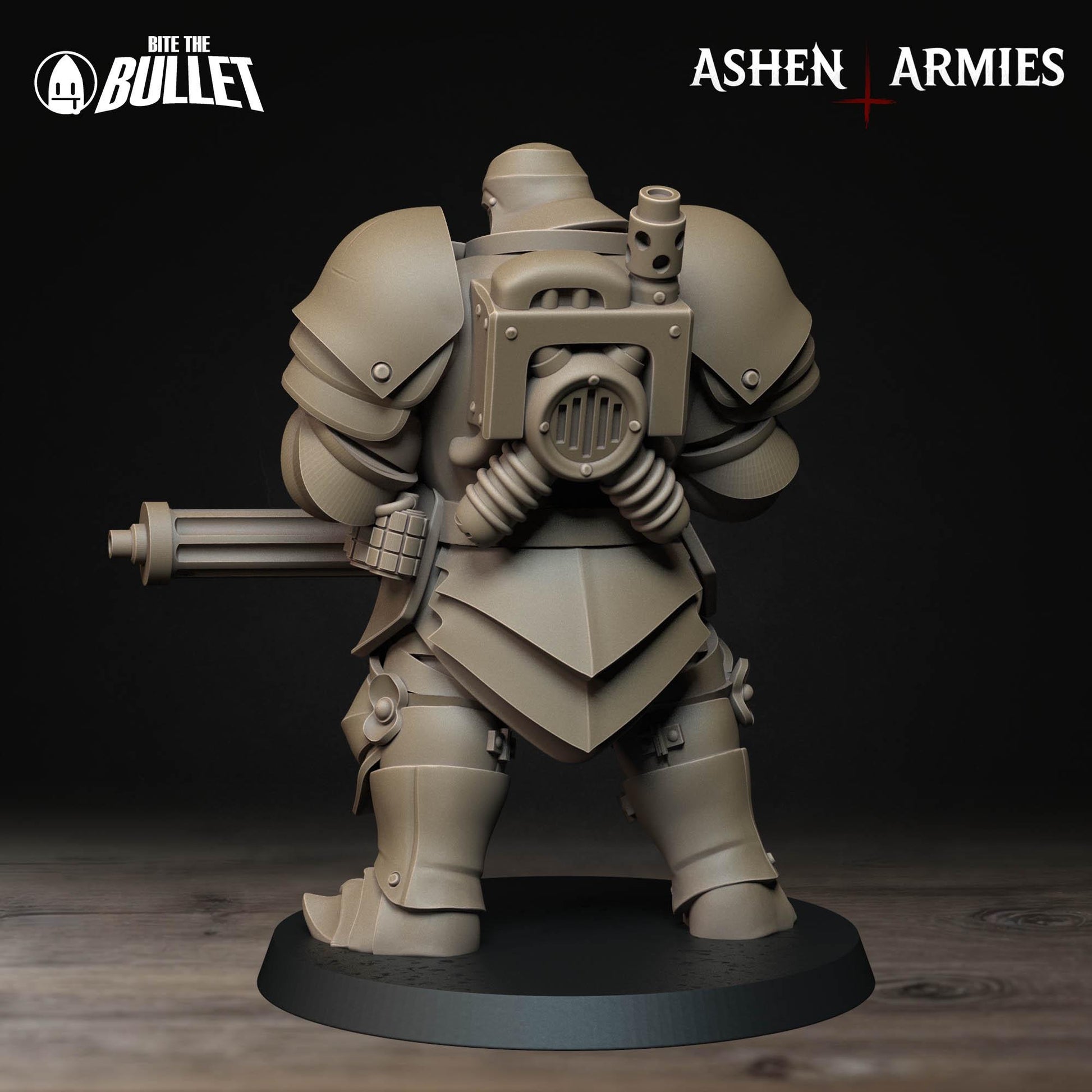 Heavy Infantry Miniature, Machine Gun | Tabletop RPG Miniature | Bite the Bullet | Roleplaying 3D Printed Fantasy Mini - 3DPrintDen