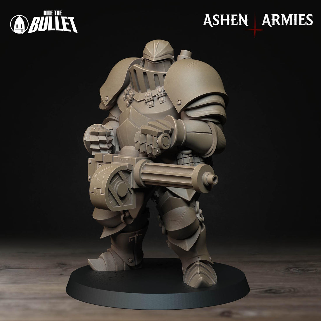 Heavy Infantry Miniature, Machine Gun | Tabletop RPG Miniature | Bite the Bullet | Roleplaying 3D Printed Fantasy Mini - 3DPrintDen