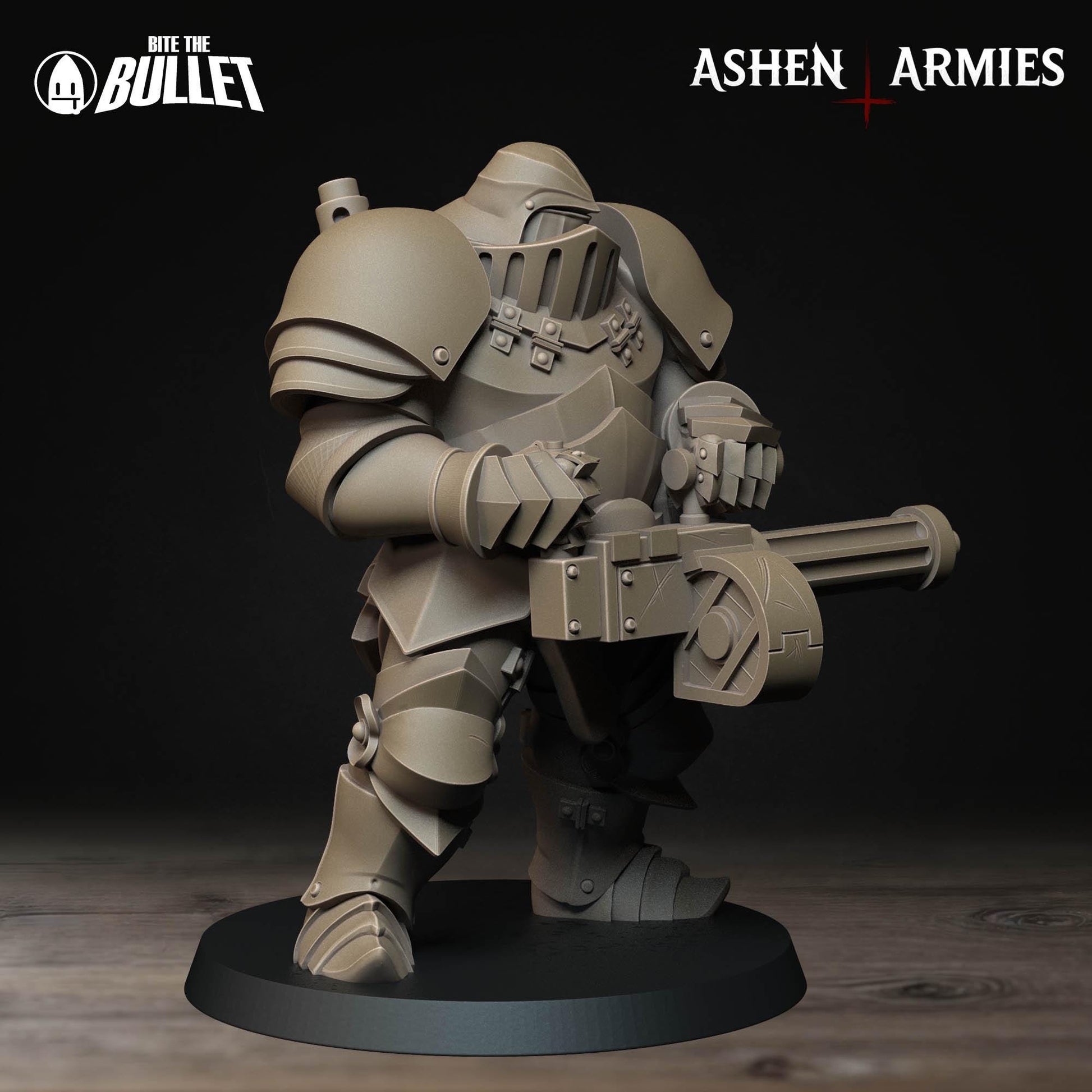 Heavy Infantry Miniature, Machine Gun | Tabletop RPG Miniature | Bite the Bullet | Roleplaying 3D Printed Fantasy Mini - 3DPrintDen