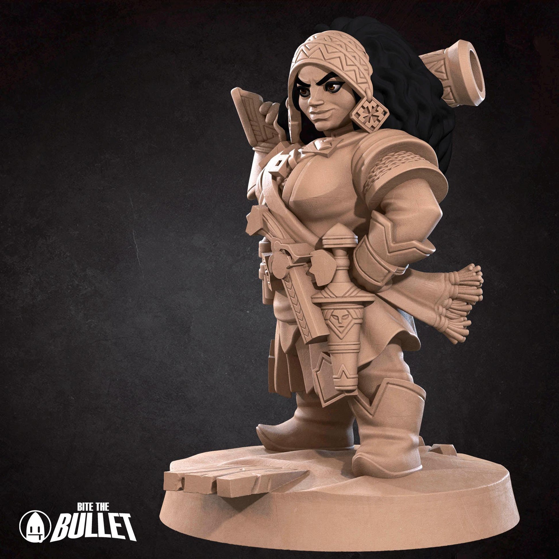 Female Dwarf Gunslinger Miniature | Tabletop RPG Miniature | Bite the Bullet | Roleplaying 3D Printed Fantasy Mini - 3DPrintDen