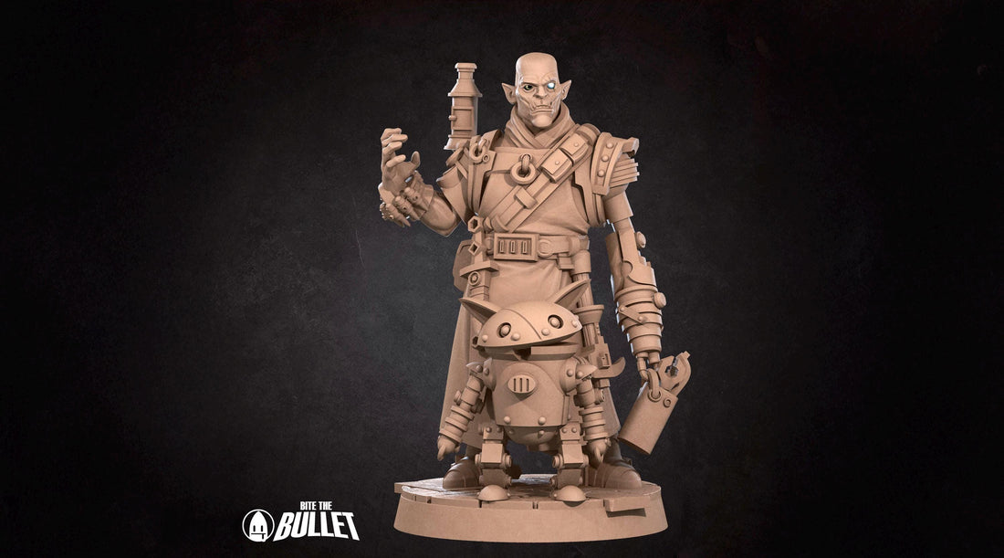 Half-Orc Inventor Miniature | Tabletop RPG Miniature | Bite the Bullet | Roleplaying 3D Printed Fantasy Mini - 3DPrintDen