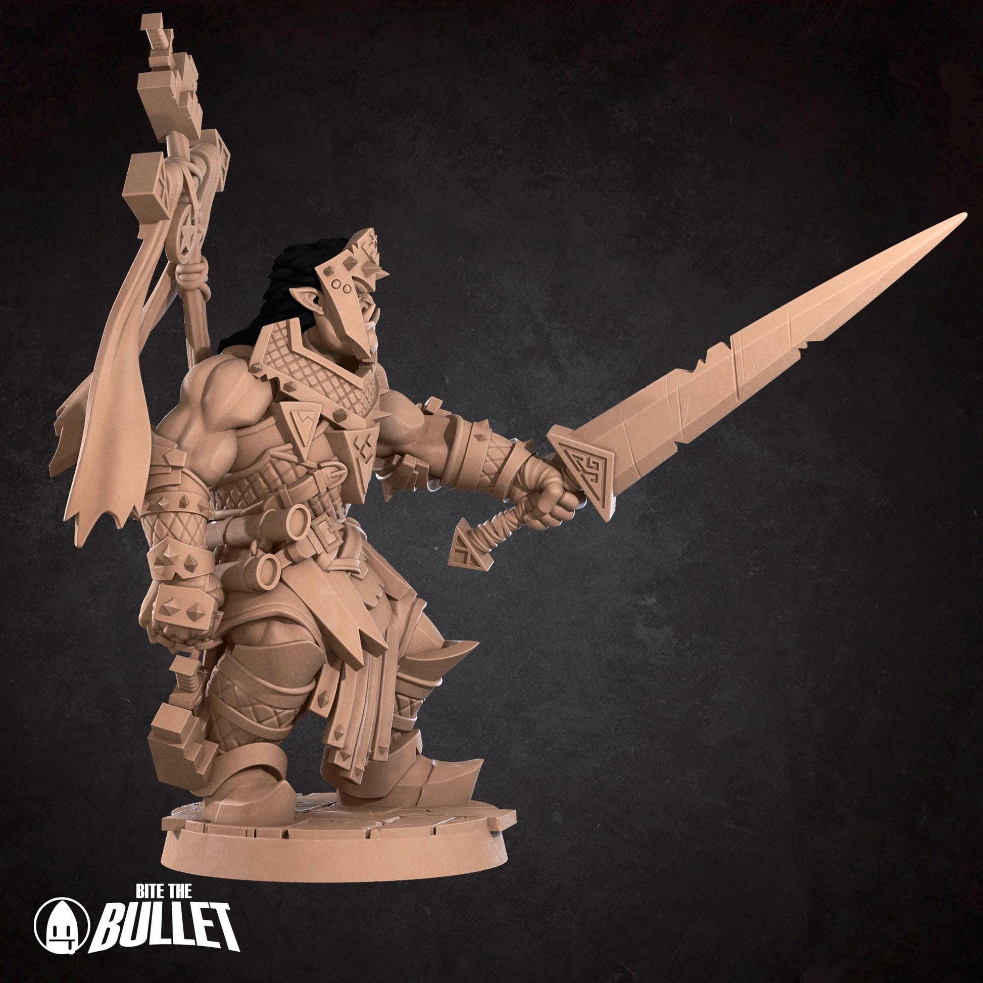Half-Orc Warpriest Miniature | Tabletop RPG Miniature | Bite the Bullet | Roleplaying 3D Printed Fantasy Mini - 3DPrintDen