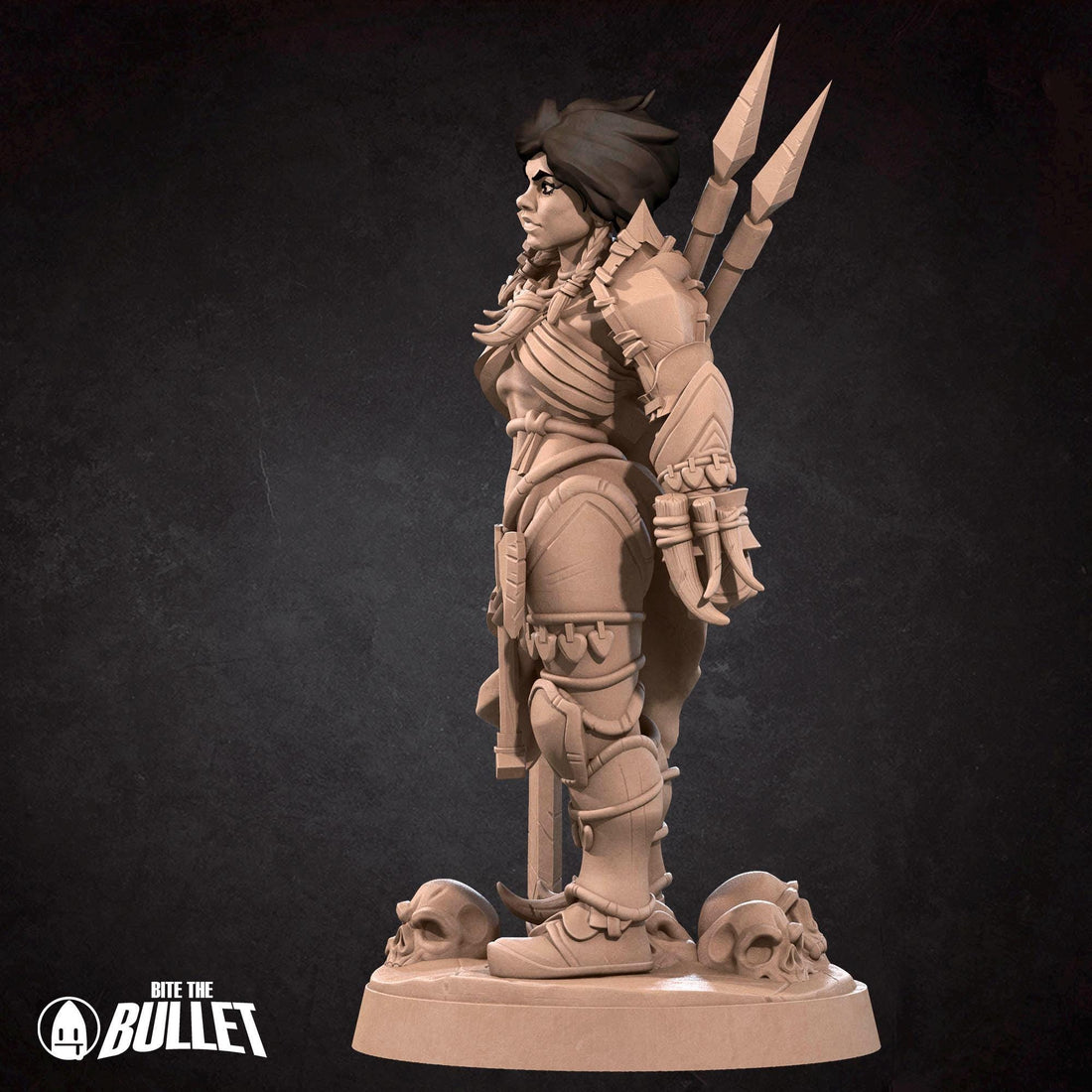 Female Barbarian Miniature | Tabletop RPG Miniature | Bite the Bullet | Roleplaying 3D Printed Fantasy Mini - 3DPrintDen
