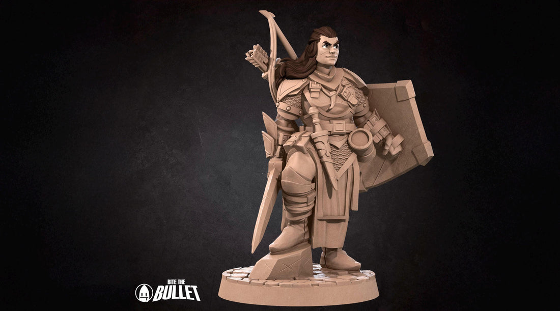 Female Fighter Miniature | Tabletop RPG Miniature | Bite the Bullet | Roleplaying 3D Printed Fantasy Mini - 3DPrintDen