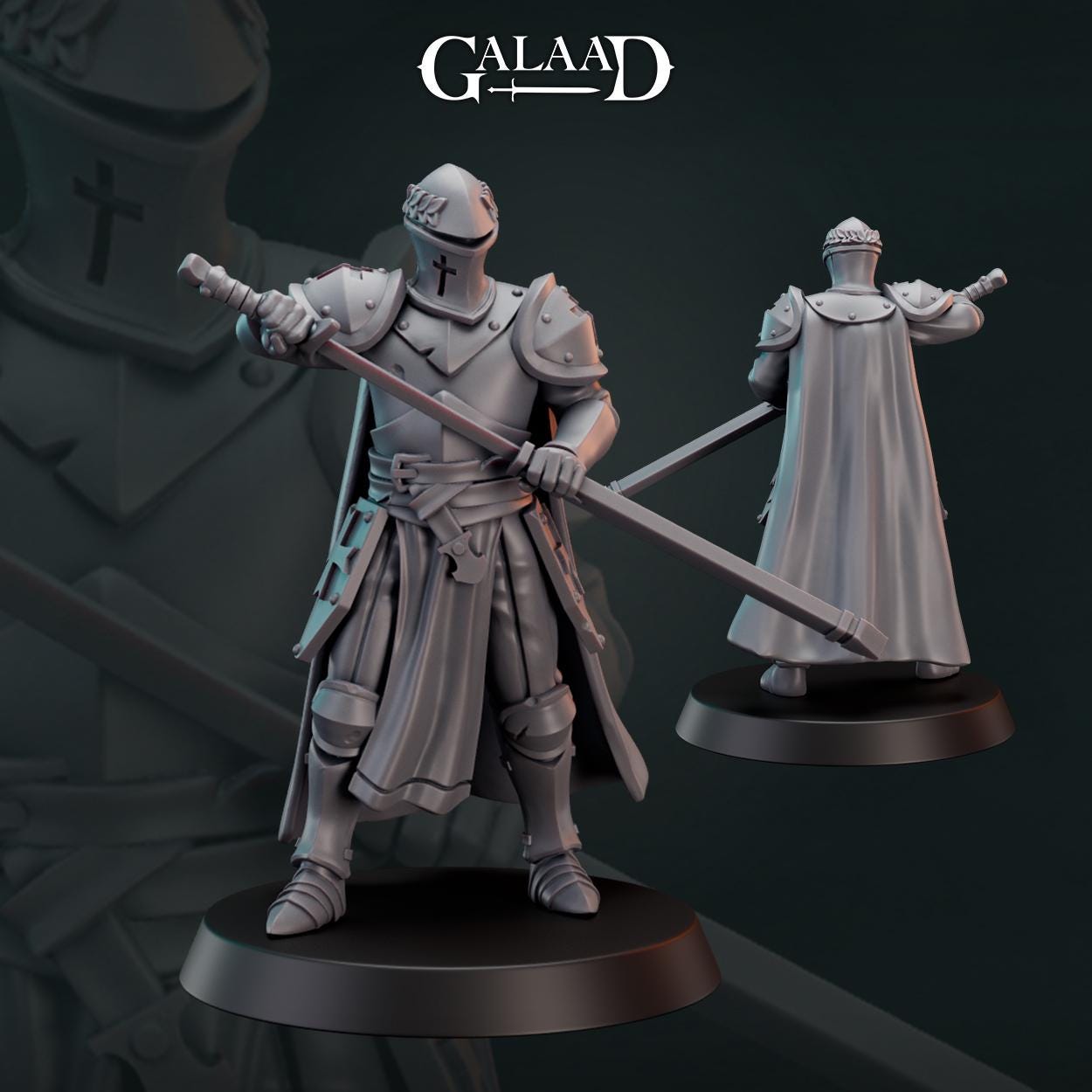 Knight Miniature | Tabletop RPG Miniature | Galaad Miniatures | Roleplaying 3D Printed Fantasy Mini - 3DPrintDen