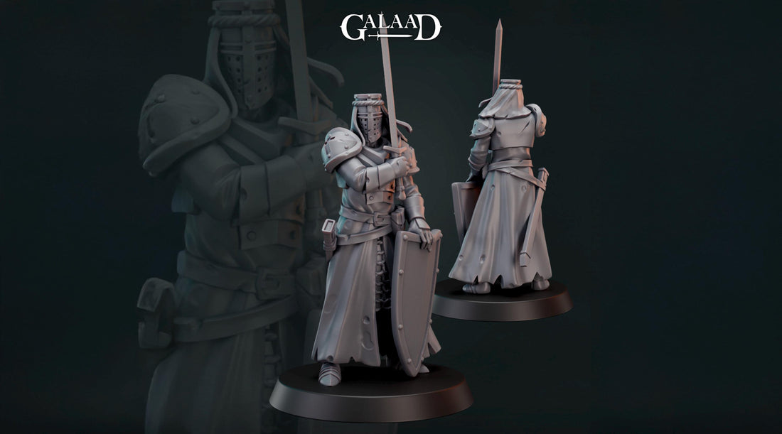 Knight Templar Miniature | Tabletop RPG Miniature | Galaad Miniatures | Roleplaying 3D Printed Fantasy Mini - 3DPrintDen