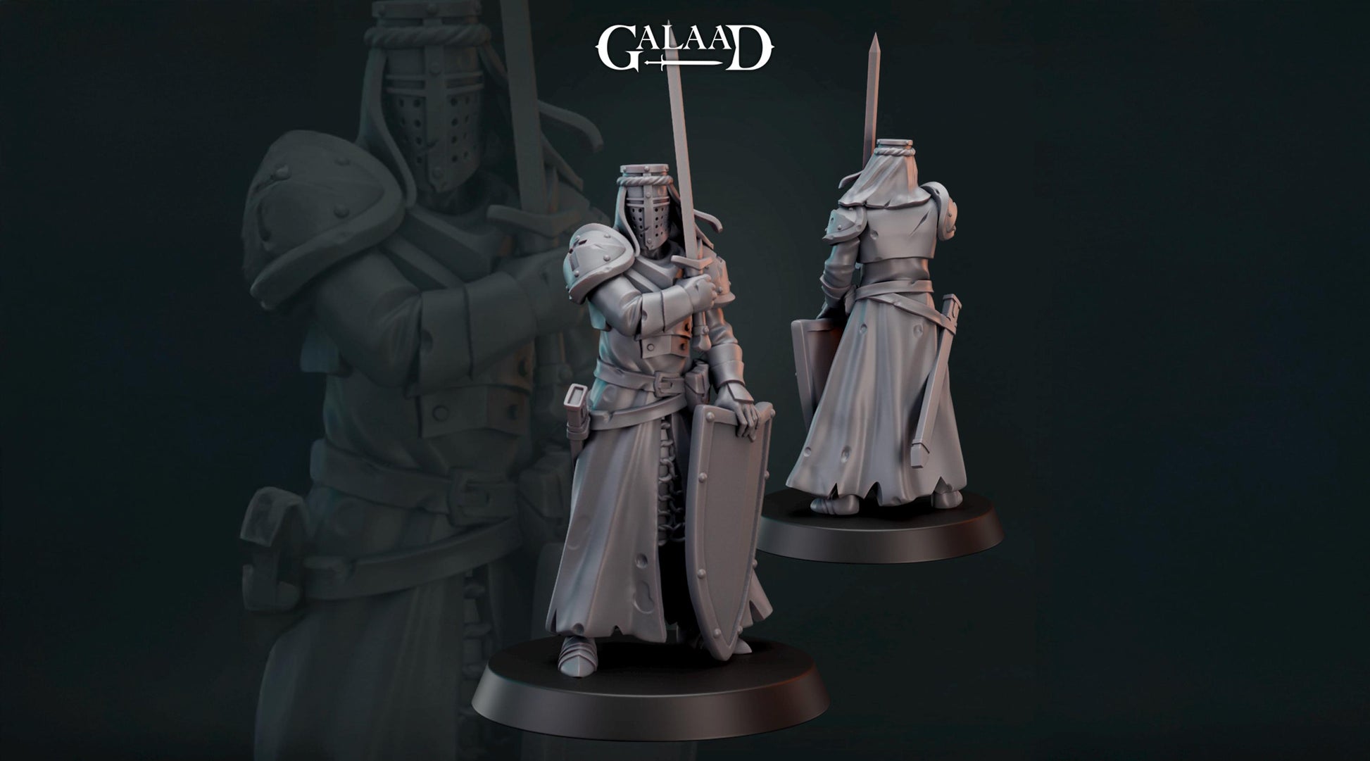 Knight Templar Miniature | Tabletop RPG Miniature | Galaad Miniatures | Roleplaying 3D Printed Fantasy Mini - 3DPrintDen