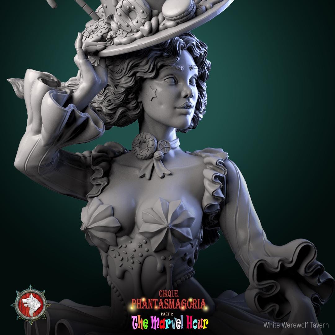 Circus Performer Miniature, Madame Pachadora | Tabletop RPG Miniature | White Werewolf Tavern | Roleplaying 3D Printed Fantasy Mini - 3DPrintDen