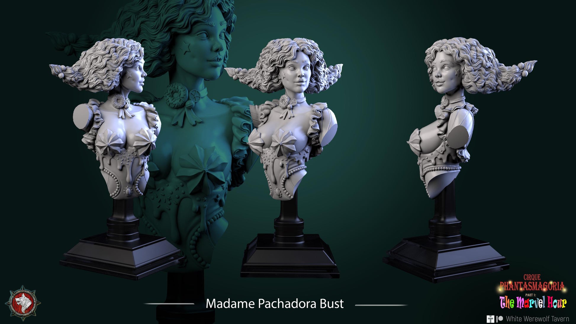 Circus Performer Bust, Madame Pachadora | Tabletop RPG Miniature | White Werewolf Tavern | Roleplaying 3D Printed Fantasy Mini - 3DPrintDen