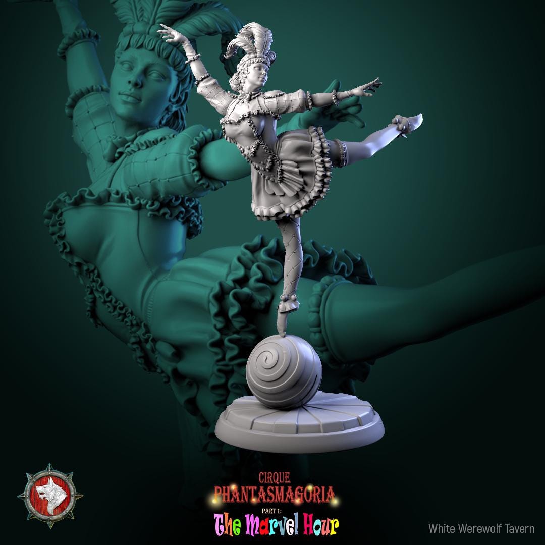 Female Circus Performer Miniature | Tabletop RPG Miniature | White Werewolf Tavern | Roleplaying 3D Printed Fantasy Mini - 3DPrintDen