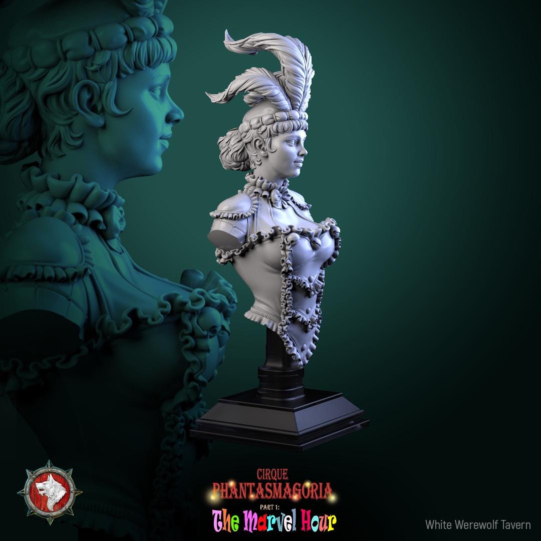 Female Circus Performer Bust | Tabletop RPG Miniature | White Werewolf Tavern | Roleplaying 3D Printed Fantasy Mini - 3DPrintDen