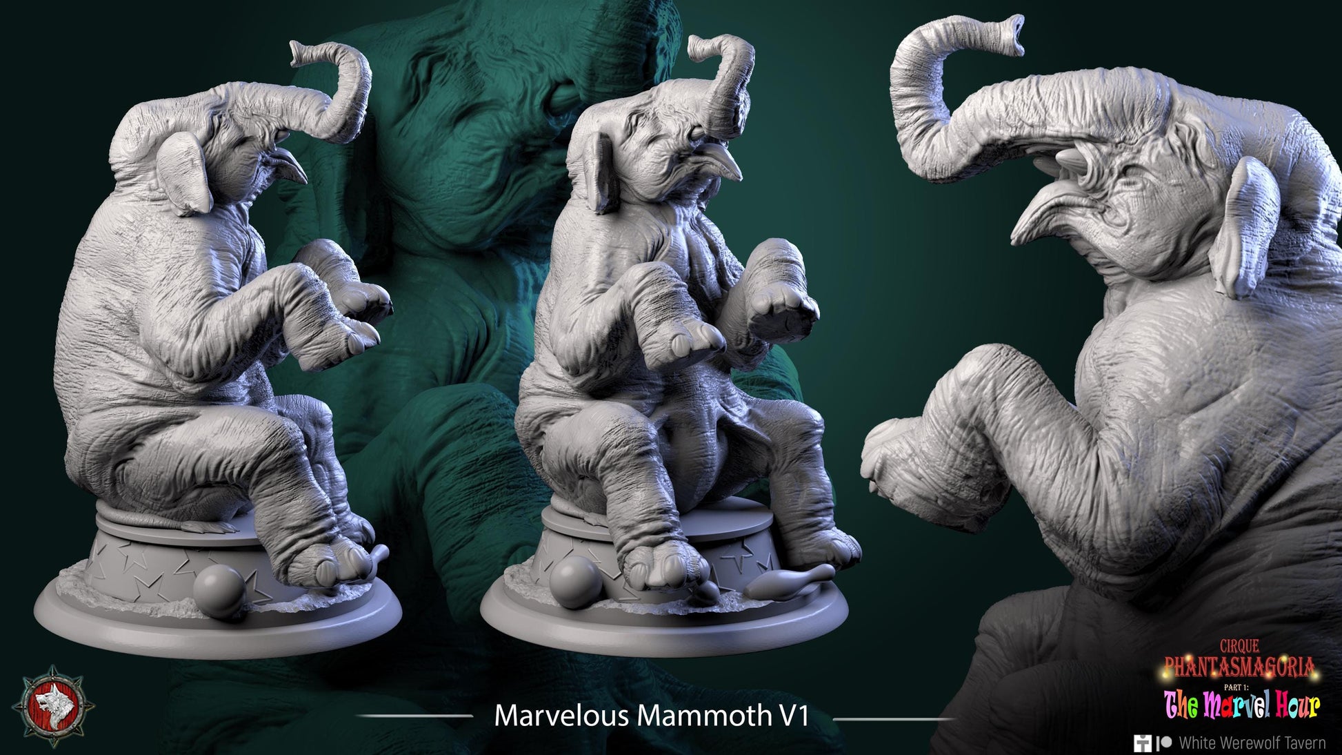 Circus Performer w/ Elephant Miniature, Madame Pachadora | Tabletop RPG Miniature | White Werewolf Tavern | Roleplaying Printed Fantasy Mini - 3DPrintDen