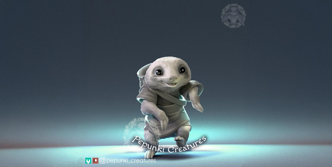 Sloth Baby Miniature | Tabletop RPG Miniature | Pepunki Creatures | Roleplaying 3D Printed Fantasy Mini - 3DPrintDen